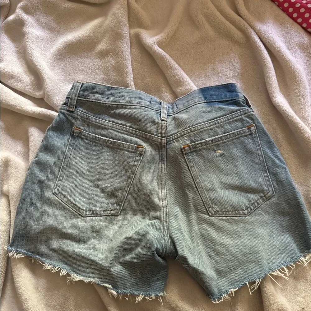 Abercrombie & Fitch Blue Jean Shorts Distressed High-Waisted - Picture 3 of 3